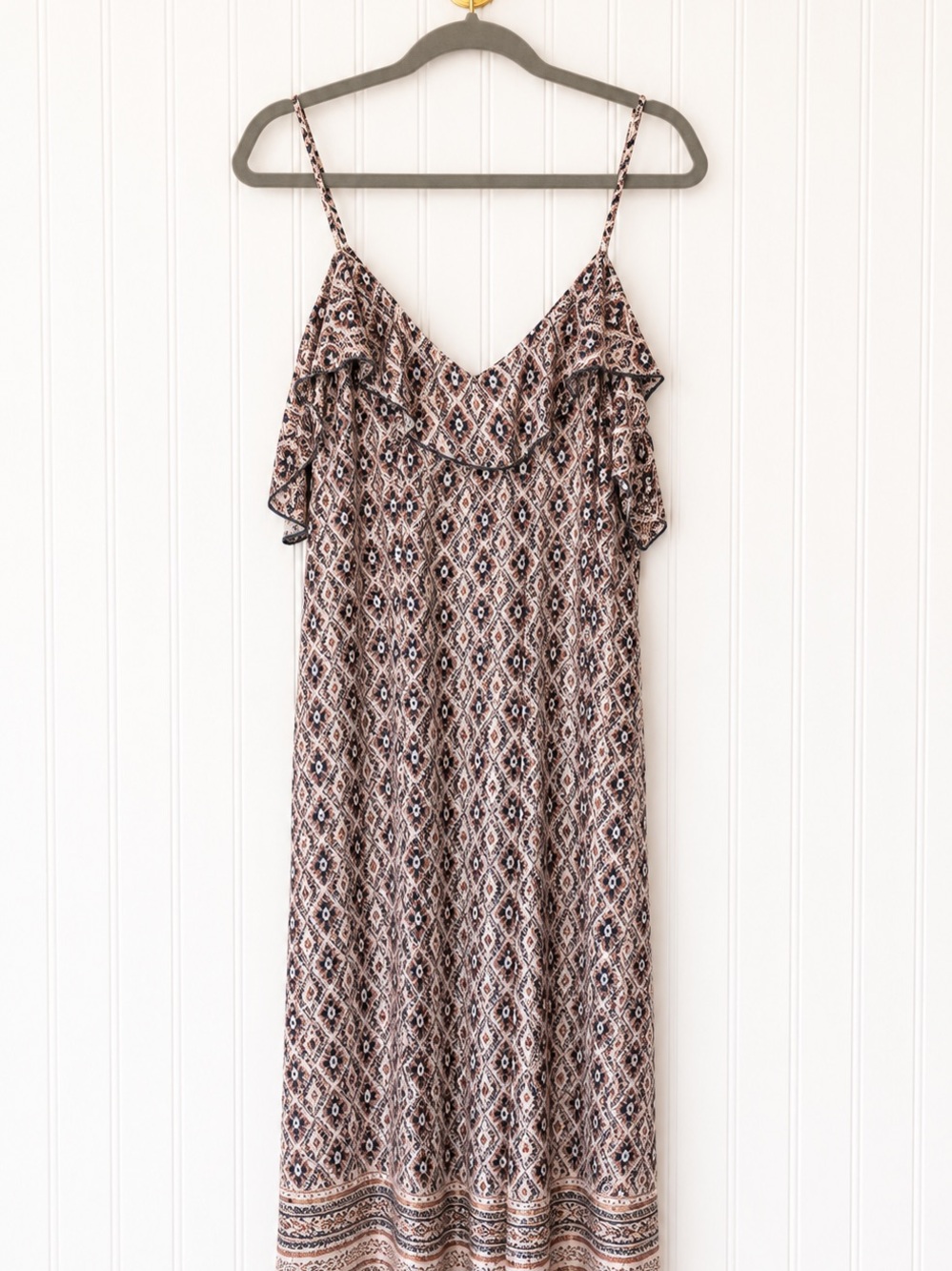 Lisa & Lucy Small Boho Geometric Cold Shoulder Wide Leg Jumpsuit Pockets